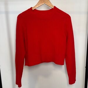 Bright Red Cozy Cropped Sweater